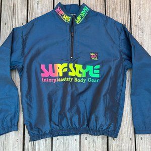 vintage 90s SURF STYLE Interplanetary windbreaker blue iridescent surf style US